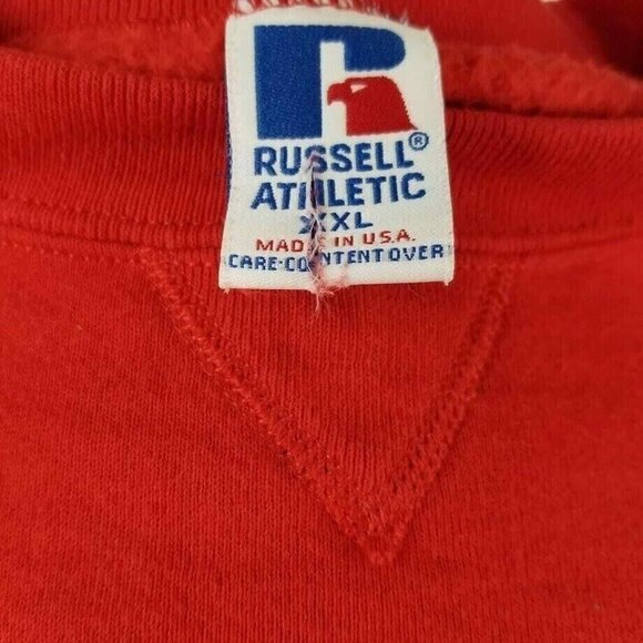 Vintage 90’s Russell Athletic Men’s Red Crewneck Sweatshirt XXL Made USA - Picture 5 of 6